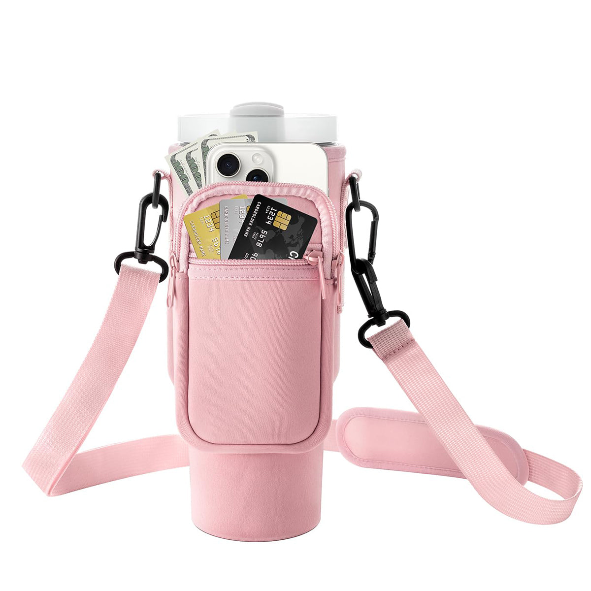 HASTHIP Water Bottle Carrier Bag for Stanley 40/30 oz Tumbler with Phone Pocket Water Bottle Holder with Strap Neoprene Water Bottle Pouch for Stanley Cup Accessories (Pink) HASTHIP Water Bottle Carrier Bag for Stanley 40/30 oz Tumbler with Phone Pocket Water Bottle Holder with Strap Neoprene Water Bottle Pouch for Stanley Cup Accessories (Pink)